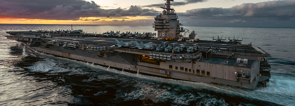 USS Gerald R. Ford (CVN 78), conducts flight operations in the North Sea, Aug. 23, 2025. 